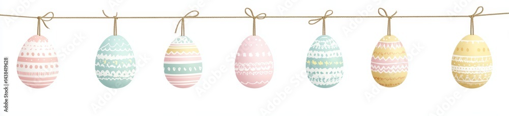 Pastel Easter Eggs Hanging on a String