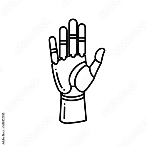 Prosthetic hand illustration showing detailed design against white background  