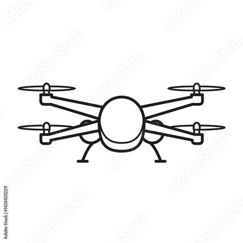 Evtol Urban Mobility Icon in Minimalist Style with Black Lines  