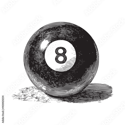 billiard ball vector design isolated on white background - beach sketch