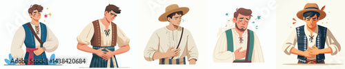 vector farmer having stomach ache