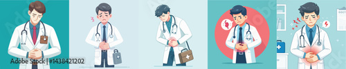 doctor vector stomach ache and pain