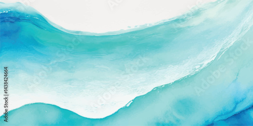 A serene watercolor ocean landscape with pastel blue and green abstract waves. Ideal for art prints, website headers, and peaceful branding.
