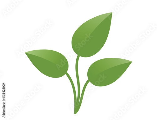Green plant sprout with three stems illustration. Spring, planting and nature design element. Isolated vector image