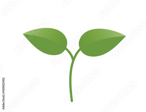 Green sprouted plant with two leaves illustration. Spring, planting and nature design element. Isolated vector image