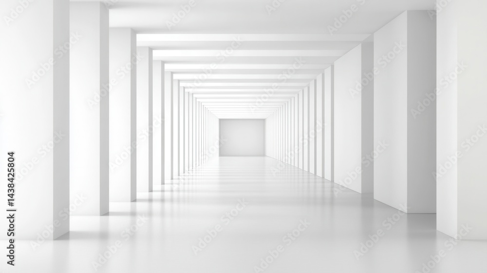 Modern Minimalist Interior Space with Endless White Columns Modern Minimalist Interior Space with Endless White Columns