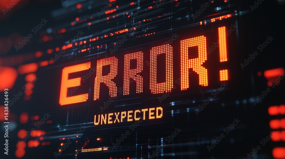 Digital Error Alert Message on Computer Screen with Bright Background Digital Error Alert Message on Computer Screen with Bright Background