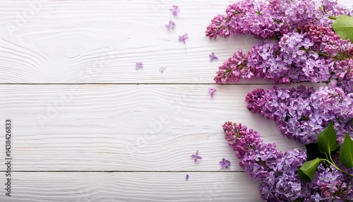 lilac flowers on the white wooden background