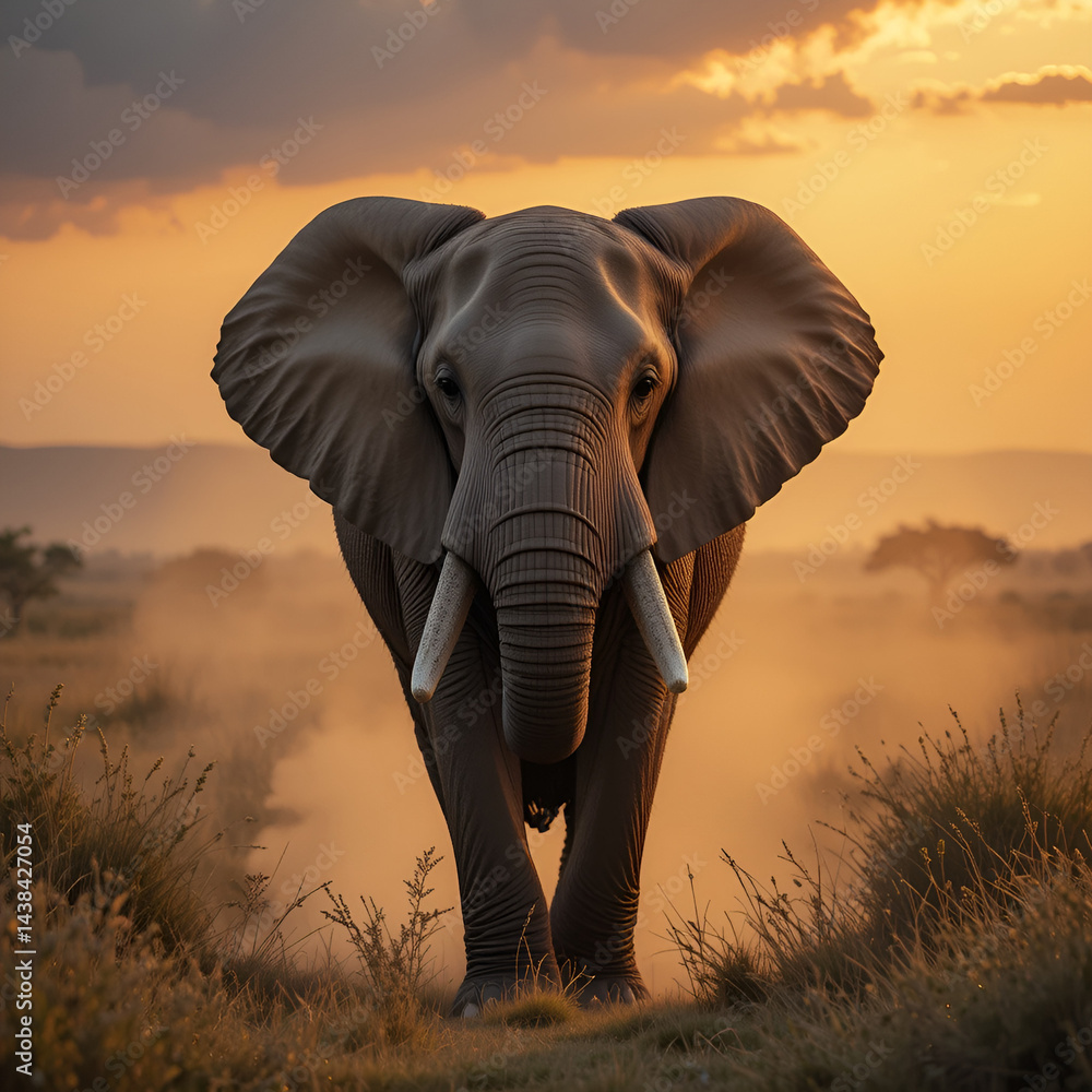 Obraz premium elephant at sunset