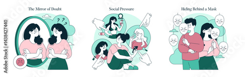 Psychology Of Self Acceptance. Flat Vector Illustration