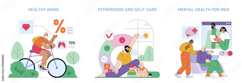 Obraz premium Mens Health Month. Flat Vector Illustration