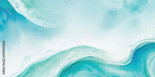 Tranquil watercolor sea texture featuring light blue and green hues. Hand-painted abstract art perfect for backgrounds, invitations, and creative projects.
