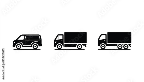 Delivery Vans and Trucks Icon Set High Resolution Picture