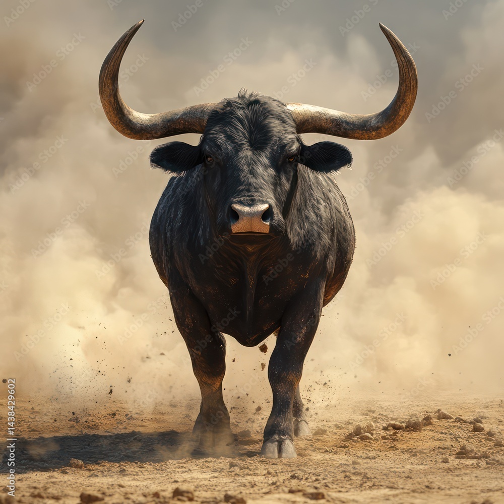 Black bull charging Black bull charging