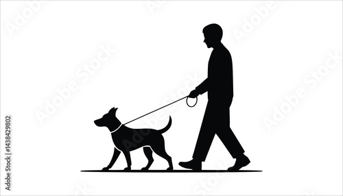 Man Walking Dog Silhouette Illustration High Resolution Picture