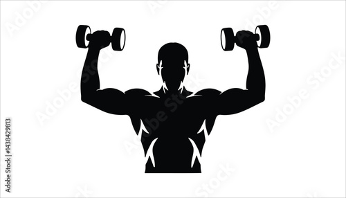Weightlifter Lifting Barbell Overhead Silhouette Vector High Resolution Picture