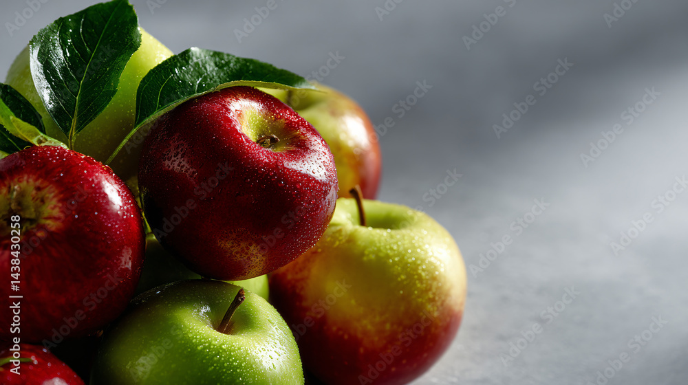 Assorted fresh apples on a clean background.