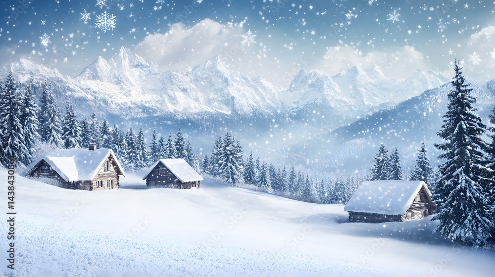 Fototapeta premium winter, snow, landscape, cold, forest, tree, mountain, sky, nature, trees, frost, white, ice, christmas, mountains, blue, snowy, frozen, season, sun, fir, beautiful, ski, view, scenery
