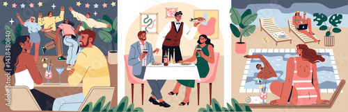 Hotel Holiday. Flat Vector Illustration