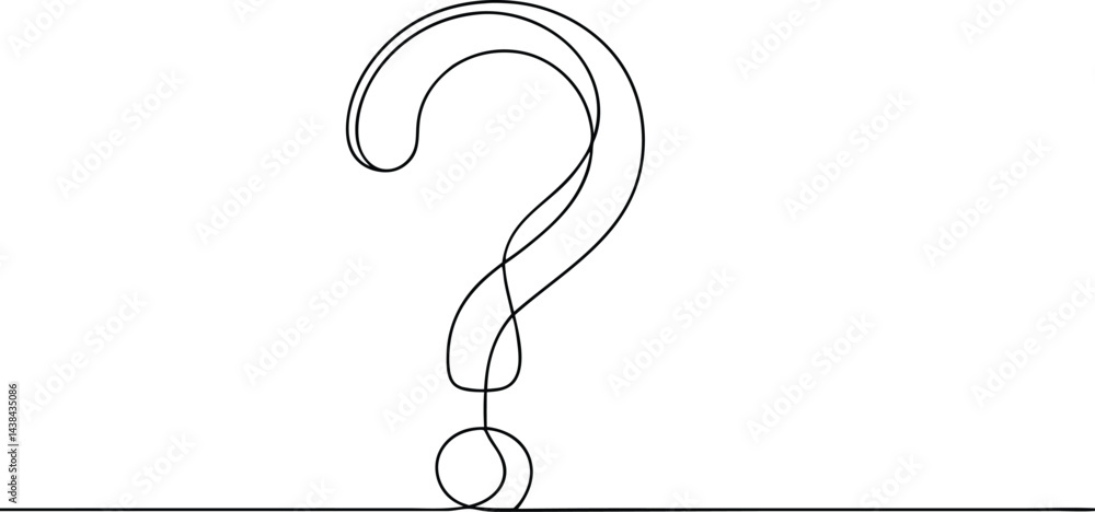 Obraz premium one continuous line drawing of a question mark isolated on a white background in simple vector illustration style