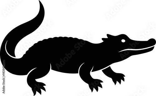 Alligator icon Silhouette vector on transparent background