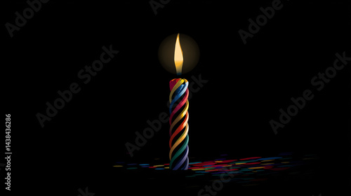 Obraz na płótnie Birthday candle with colorful stripes - celebration icon w salonie