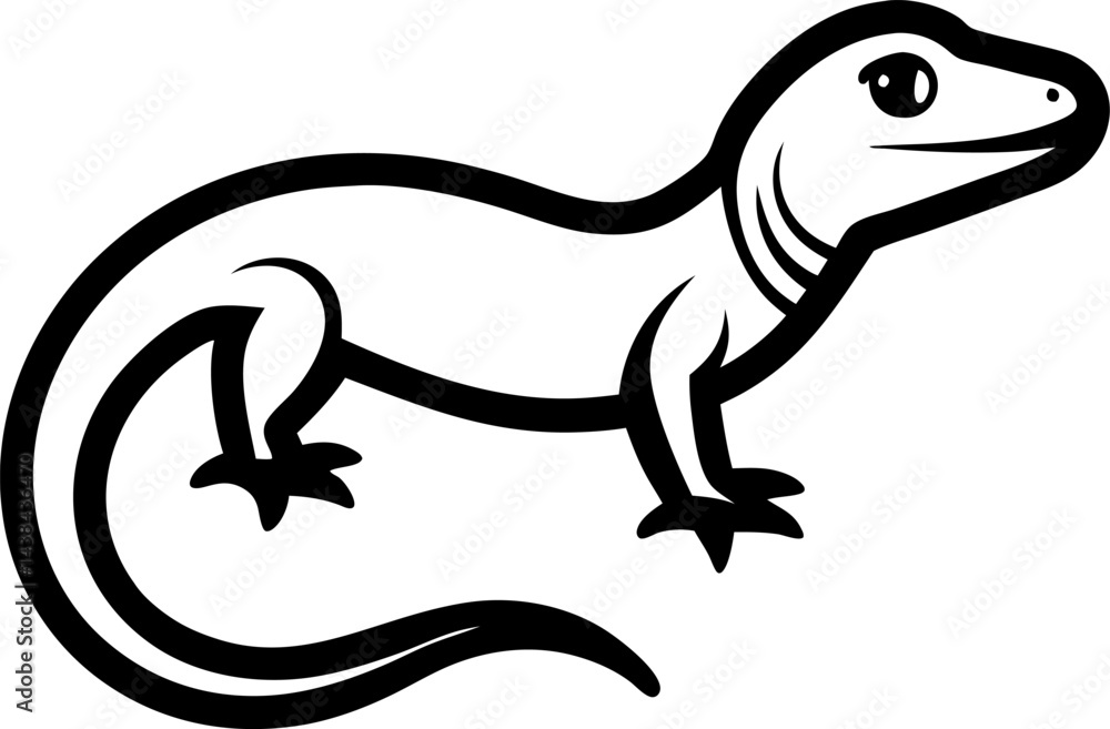 Fototapeta premium Lizard icon line art vector on transparent background 