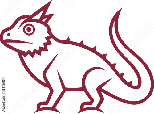 Horned Lizard icon line art on transparent background 
