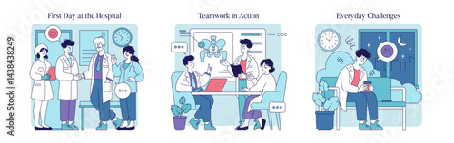 Journey Of A Healthcare Hero. Flat Vector Illustration