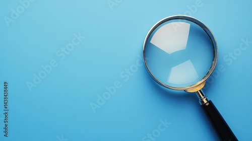 Magnifying glass on blue background, research concept