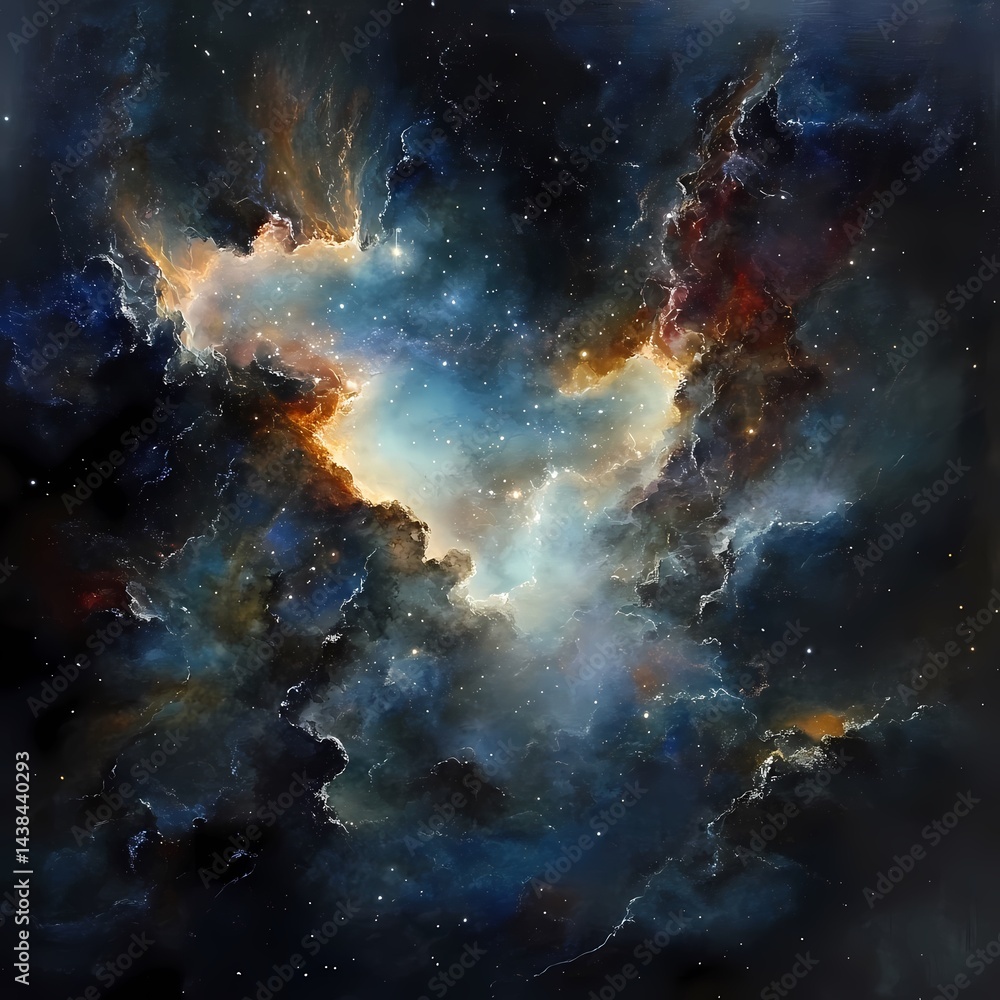 Fototapeta premium Cosmic Nebula Stellar Birth, Space Exploration, Background Stars, Science Fiction