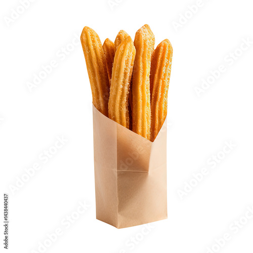 Obraz na płótnie crispy churros coated in sugar isolated on transparent white background, clipping path w salonie