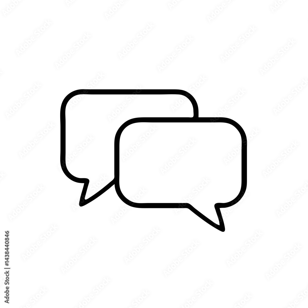 Simple Line Illustration of Two Overlapping Speech Bubbles Simple Line Illustration of Two Overlapping Speech Bubbles