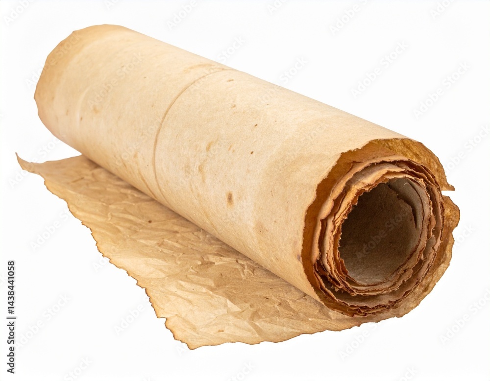 Parchment paper roll isolated on white background
Parchment paper roll isolated on white background