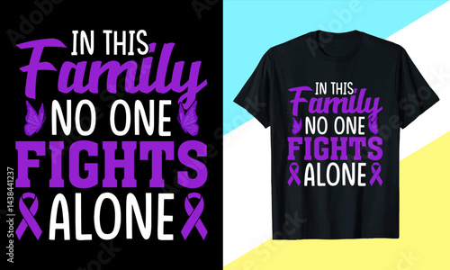 In This Family No One Fights Alone Pancreatic Cancer Awareness T-Shirt Design