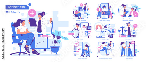 Telemedicine. Flat Vector Illustration