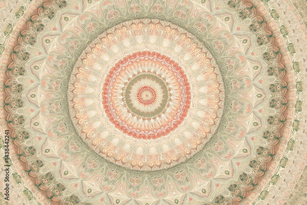 Fototapeta premium Intricate Colorful Mandala Pattern in Soft Neutrals 