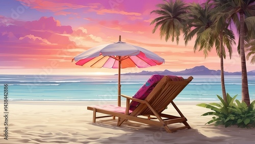 Wallpaper Mural A tropical beach scene at sunrise or sunset. Torontodigital.ca