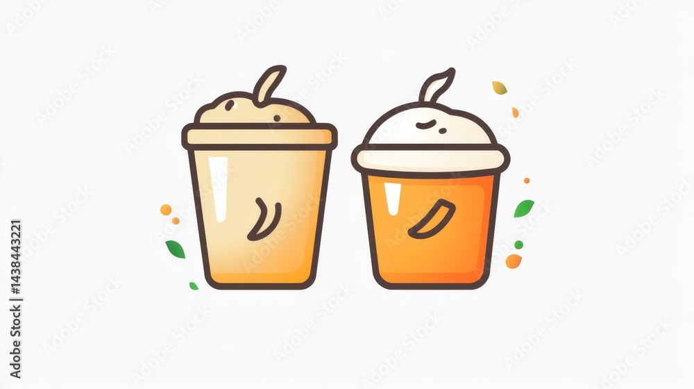 Creative Logo Design Featuring Coffee and Smoothie Cups With Natural Elements for a Beverage Brand Creative Logo Design Featuring Coffee and Smoothie Cups With Natural Elements for a Beverage Brand