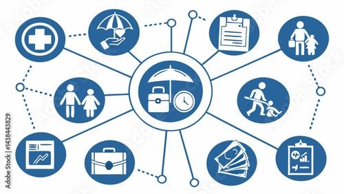 Insurance elements vector icon list , Vector illustration Health checkup icon set. Medical care service symbol collection. 