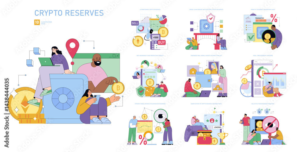 Crypto Reserves. Flat Vector Illustration