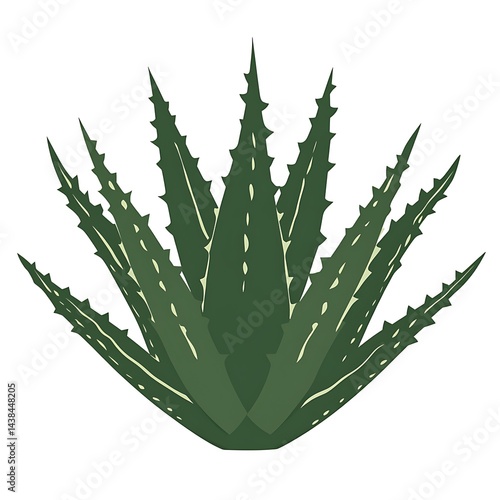 Obraz na płótnie Green Succulent Plant with Spiky Leaves and White Background, Perfect for Botanical Illustrations and Natural Designs, Greenery Design w salonie