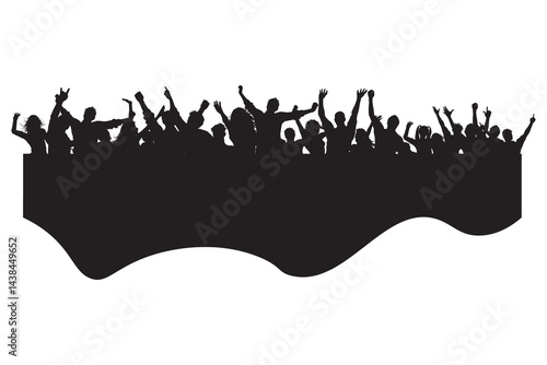 Silhouettes of Audience Raising Hands at Music Concert Festival