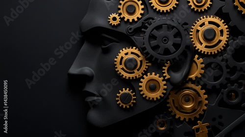 Wallpaper Mural Human head silhouette with gears and cogs, representing creativity, innovation, and technological advancement in art design Torontodigital.ca