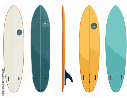 vector illustration of a surfing board, vector illustration of a surfboard, vector illustration of an old iron, vector illustration of a surfboard on white background.