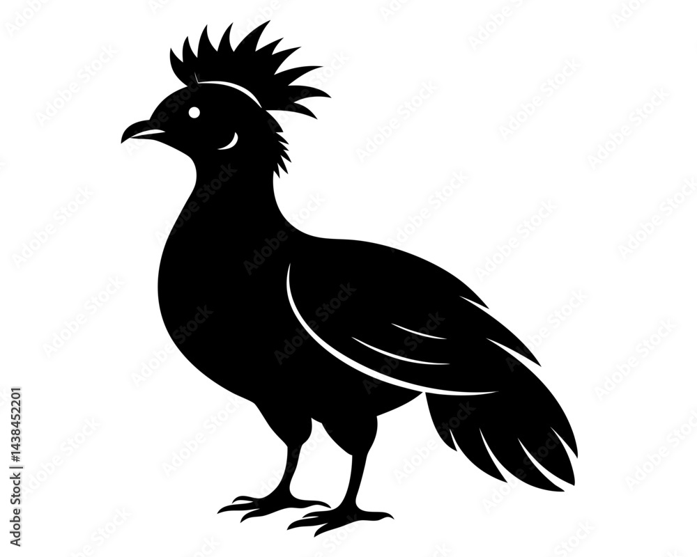 Fototapeta premium Victoria Crowned Pigeon Vector Illustration | Elegant Pigeon Silhouette SVG Design
