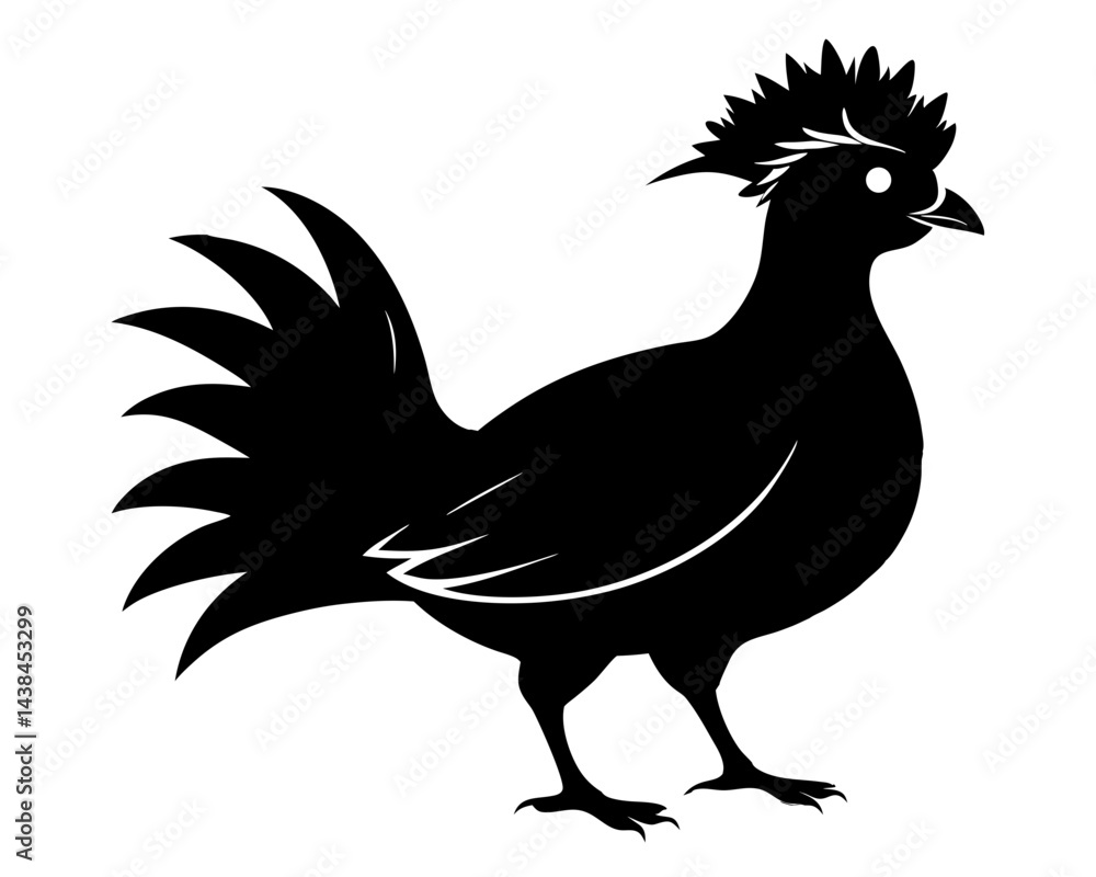 Fototapeta premium Victoria Crowned Pigeon Vector Illustration | Elegant Pigeon Silhouette SVG Design
