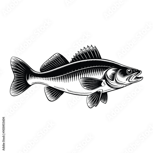A minimalist peacock bass fish silhouette vector artwork

