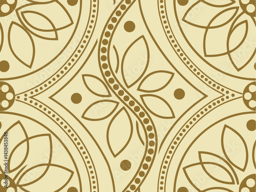 Elegant Floral Pattern: Seamless Gold on Navy Background