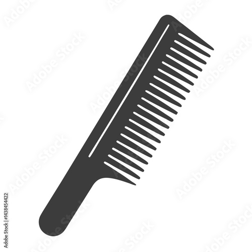 Single Black Silhouette Illustration of a Wide Toothed Hair Comb for Detangling and Styling Hair